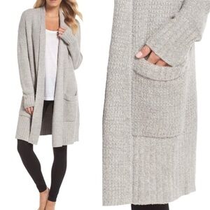 Barefoot Dreams CozyChic Lite Longline Weekend‎ Cardigan Pewter/Silver Medium